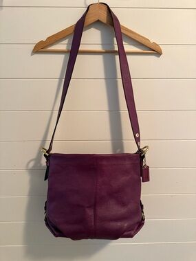 Coach Y2K Pebbled Leather Duffle Hobo Bag Plum Convertible Shoulder Crossbody